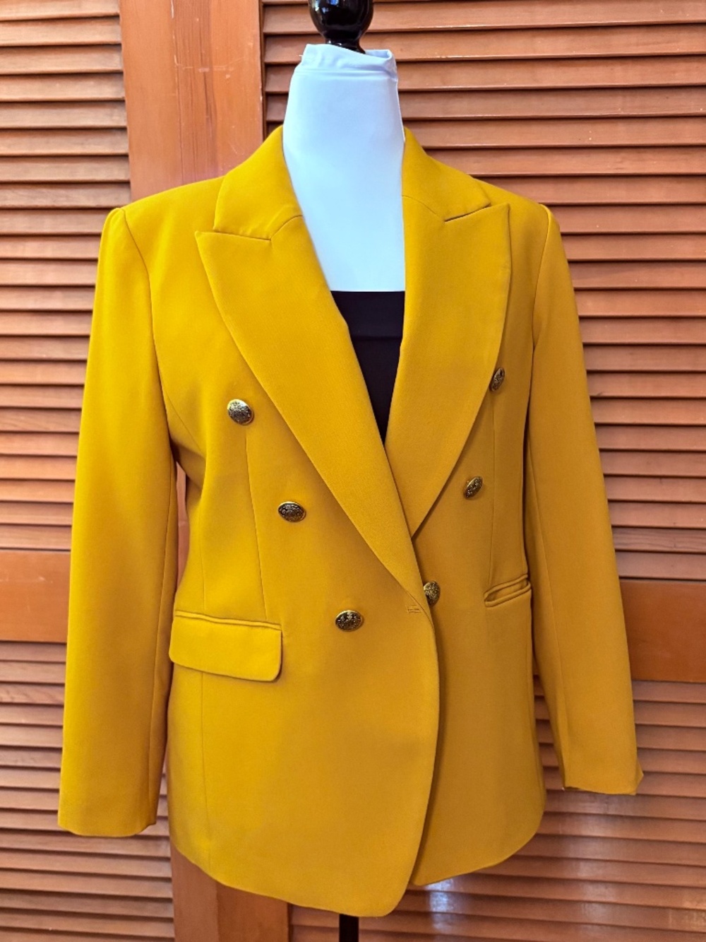 Banana Republic Double Breasted Blazer - Mustard - 12 Petite